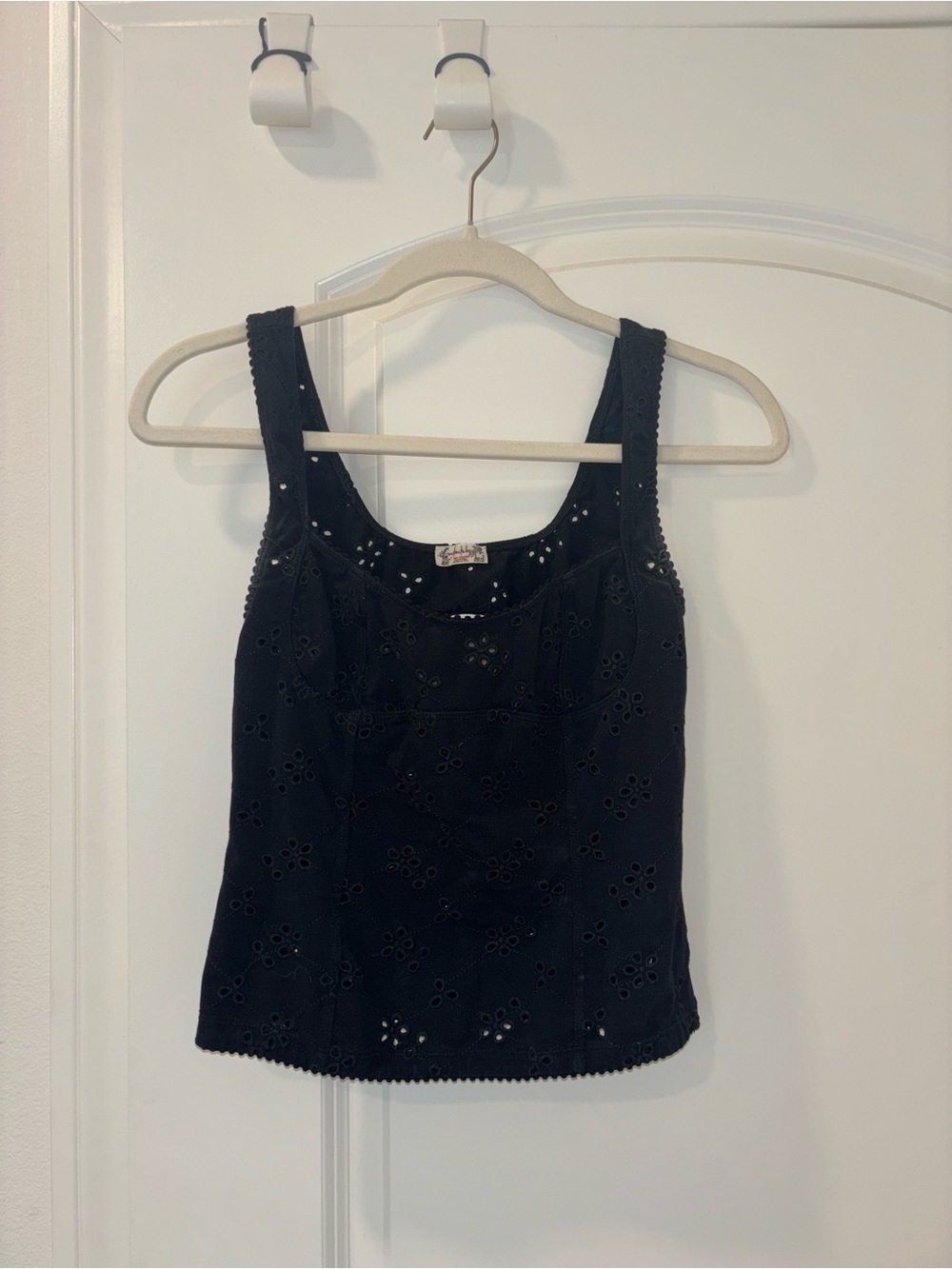 Free people Black Eyelet Scoop Neck Tank
